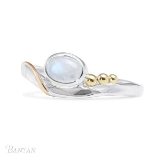 Banyan Jewellery Oval Moonstone Ring with Gold Fill Wire
