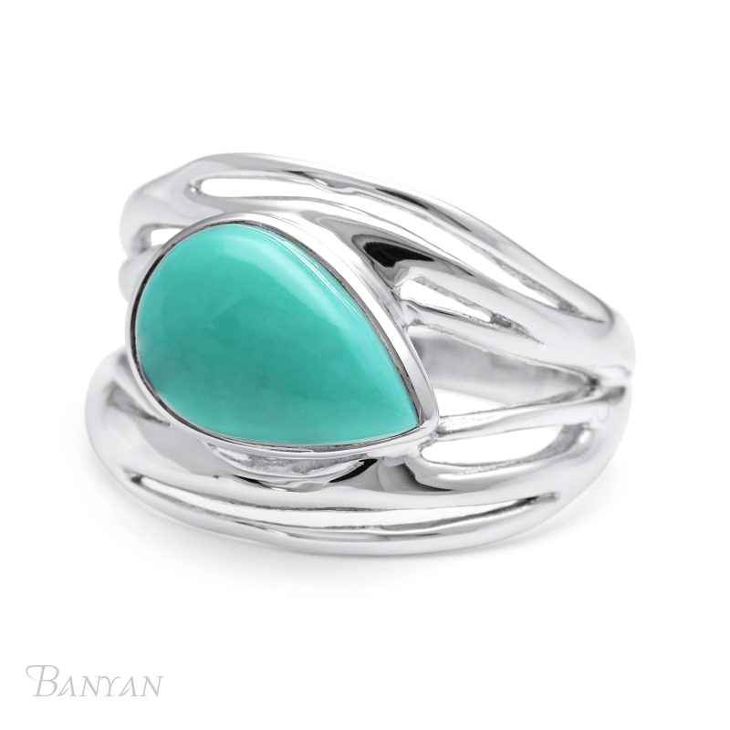 Banyan Jewellery Silver Ring with Original American Turquoise
