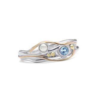 Banyan Jewellery Blue Topaz and Pearl Silver Ring