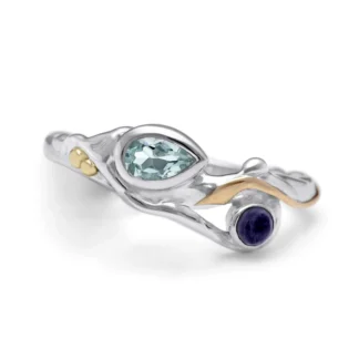 Banyan Jewellery Dainty Blue Topaz and Iolite Ring
