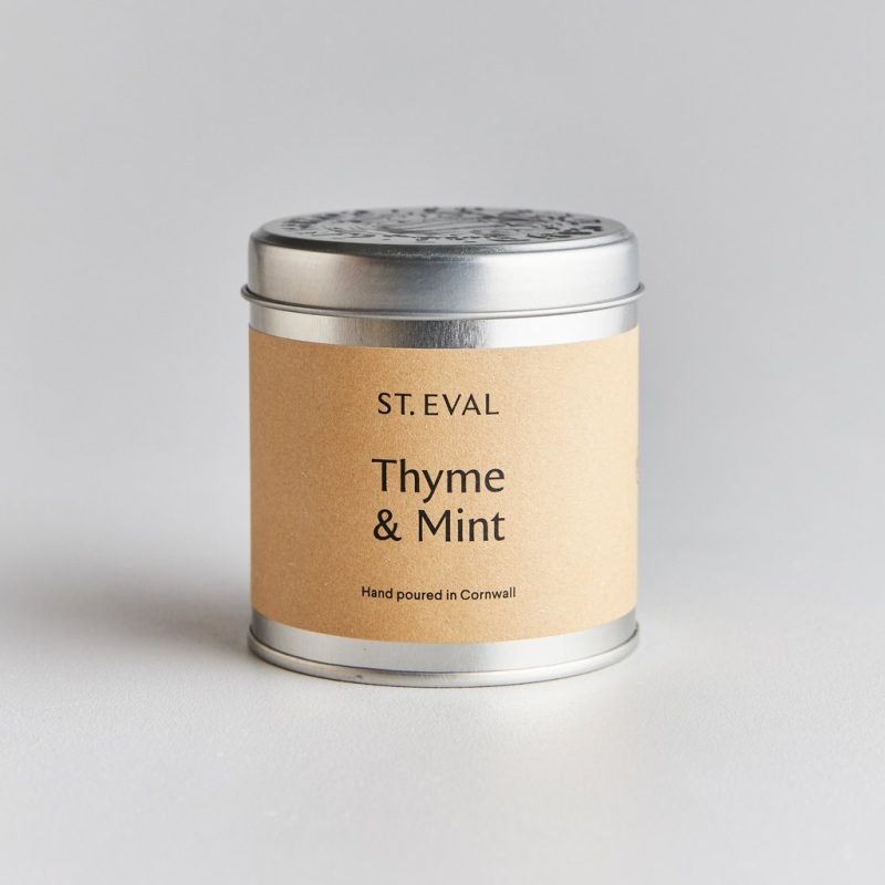 St Eval Thyme and Mint Scented Tin Candle