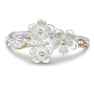 Banyan Jewellery Trio of Flowers Silver Ring