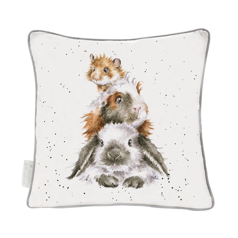 Wrendale Designs 'Piggy In The Middle' Rabbit, Guinea Pig And Hamster Cushion