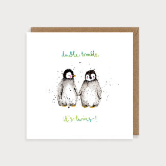 Penguins New Baby Twins Card