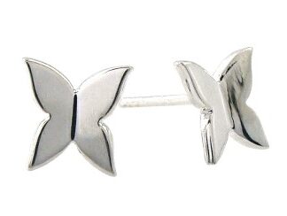 Plain Silver Butterfly Stud Earrings