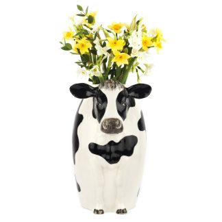 Quail Ceramics Friesian Cow Flower Vase