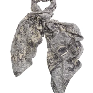 One Hundred Stars Ancient Columns Charcoal Scarf