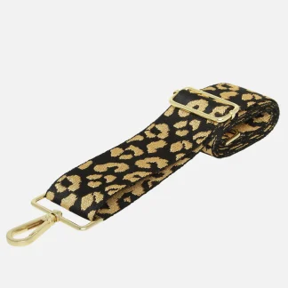 Alice Wheeler London Black and Gold Leopard Woven Shoulder Strap