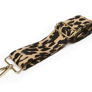 Alice Wheeler London Black and Beige Leopard Woven Shoulder Strap