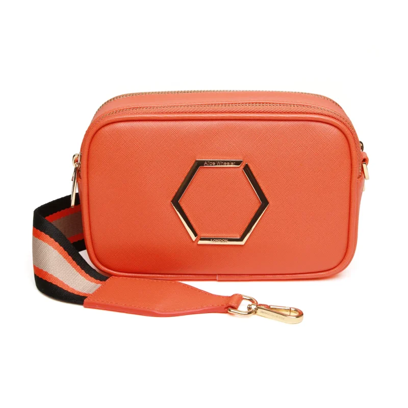 Alice Wheeler London Pimlico Honeycomb Cross Body Bag - Orange
