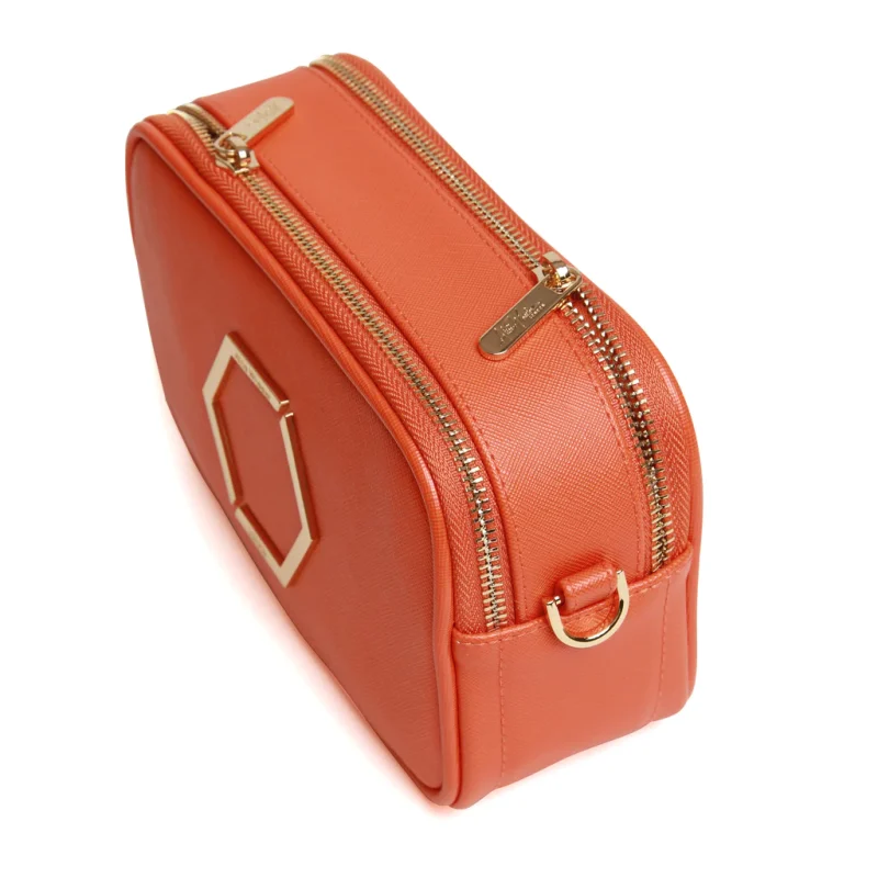 Alice Wheeler London Pimlico Honeycomb Cross Body Bag - Orange