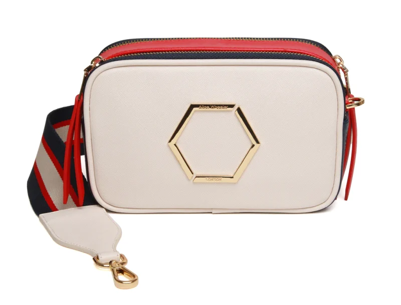Alice Wheeler London Pimlico Honeycomb Tricolour Cross Body Bag - Cream