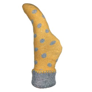 Mustard with Grey Spots Cuff Socks - Joya Socks