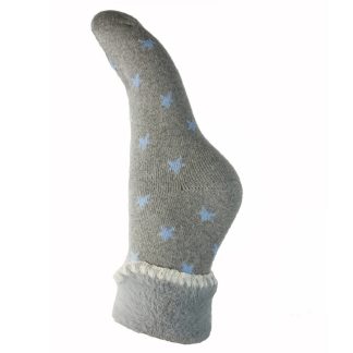 Grey with Blue Stars Cuff Socks - Joya Socks
