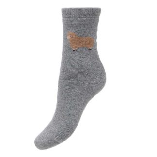 Grey Wool Blend Socks with Fluffy Sheep - Joya Socks