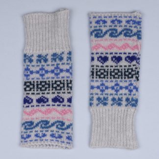 Zelly Blue Nordic Style Fingerless Gloves