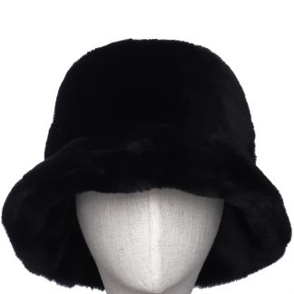 Zelly Black Faux Fur Bucket Hat
