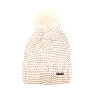 Red Cuckoo Cream Two Tone Pompom Hat
