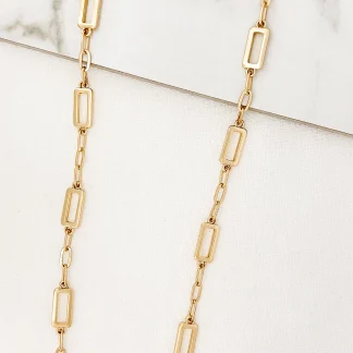 Envy Jewellery Gold Rectangular Link Necklace