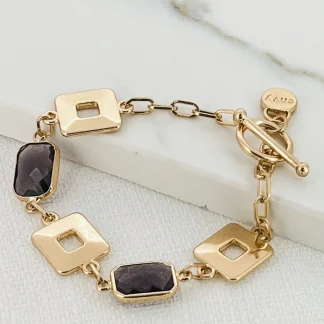 Envy Jewellery Gold and Purple Stone Trinny Bracelet