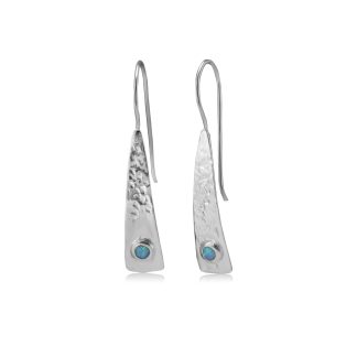 Banyan Jewellery Blue Opalite Set in Sterling Silver Textured Dropdown Earrings