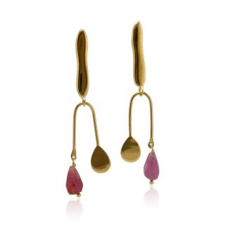 Banyan Jewellery Finding Balance Earrings with Pink Tourmaline and 18kt Gold Plated Sterling Silver