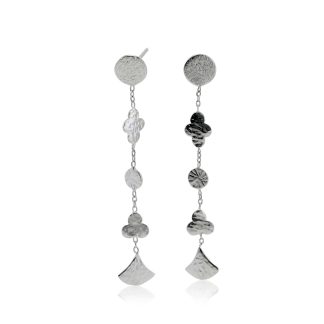 Banyan Jewellery Sterling Silver Contemporary Drop Earrings with Hammered Texture