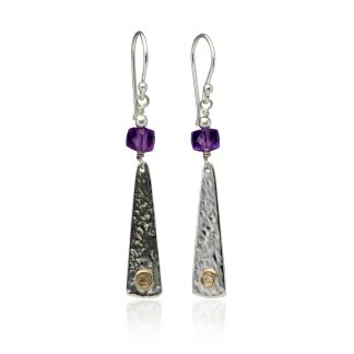 Banyan Jewellery Wisdom Within Purple Amethyst and Textured Drop Down Earrings