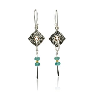 Banyan Jewellery Moment of Monet Drop Earrings with Textured Silver and Apatite