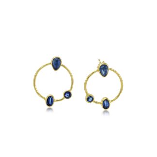 Banyan Jewellery Kyanite Trinity Gold Hoop Earrings