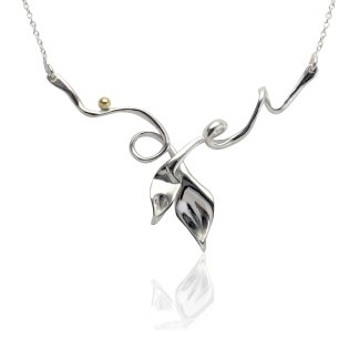 Banyan Jewellery Dance of the Lilies Silver Necklace with Dainty Gold Ball
