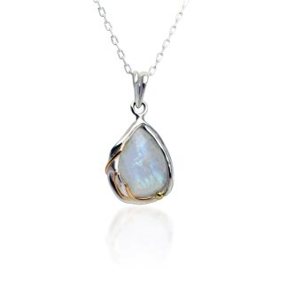 Banyan Jewellery Rainbow Moonstone Droplet Pendant with Gold Fill Detailing