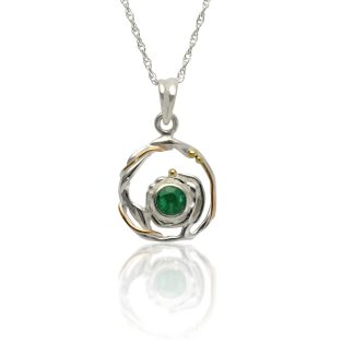 Banyan Jewellery Round Silver and Emerald Pendant