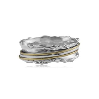 Banyan Jewellery Sterling Silver and Gold Trio Band Spinning Ring