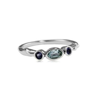 Banyan Jewellery Iolite and Blue Topaz Dainty Sterling Silver Ring