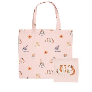 Wrendale Designs 'Piggy in the Middle' Rabbit & Guinea Pig Foldable Shopping Bag