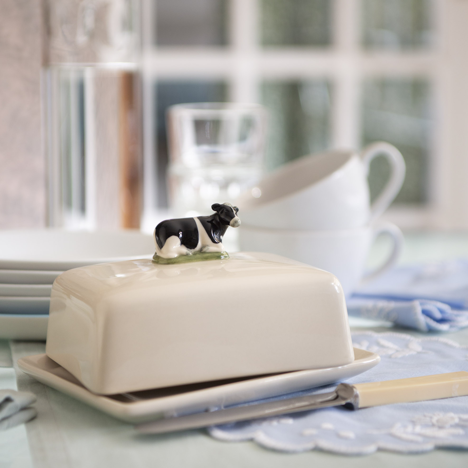 Quail Ceramics Friesian Cow Butter Dish