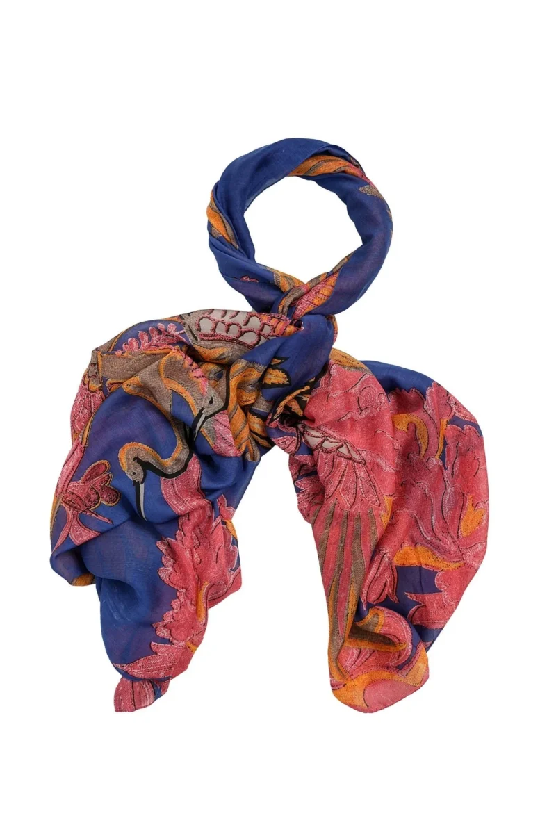 One Hundred Stars Crane Cobalt Scarf