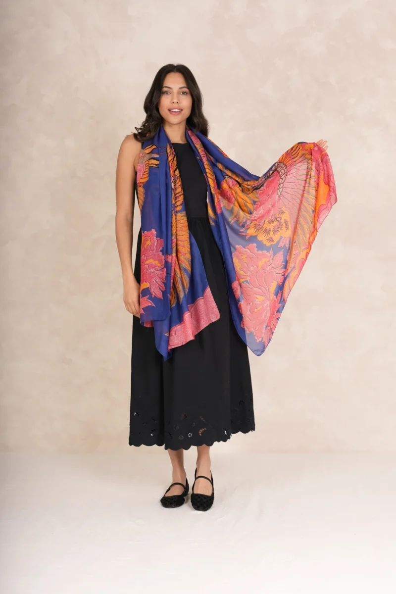 One Hundred Stars Crane Cobalt Scarf - Image 2