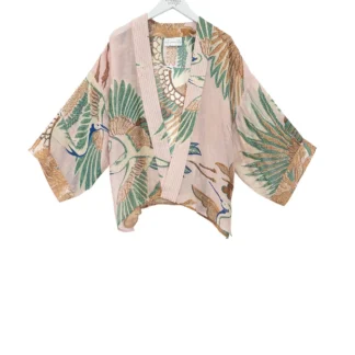 One Hundred Stars Crane Plaster Pink Kimono