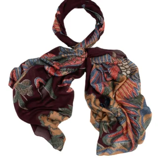 One Hundred Stars Crane Plum Scarf