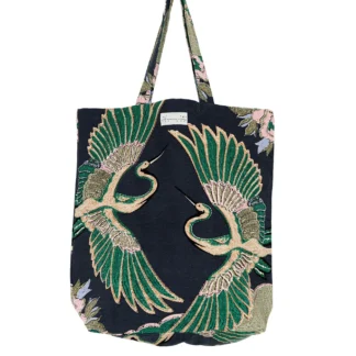 One Hundred Stars Crane Emerald Canvas Bag