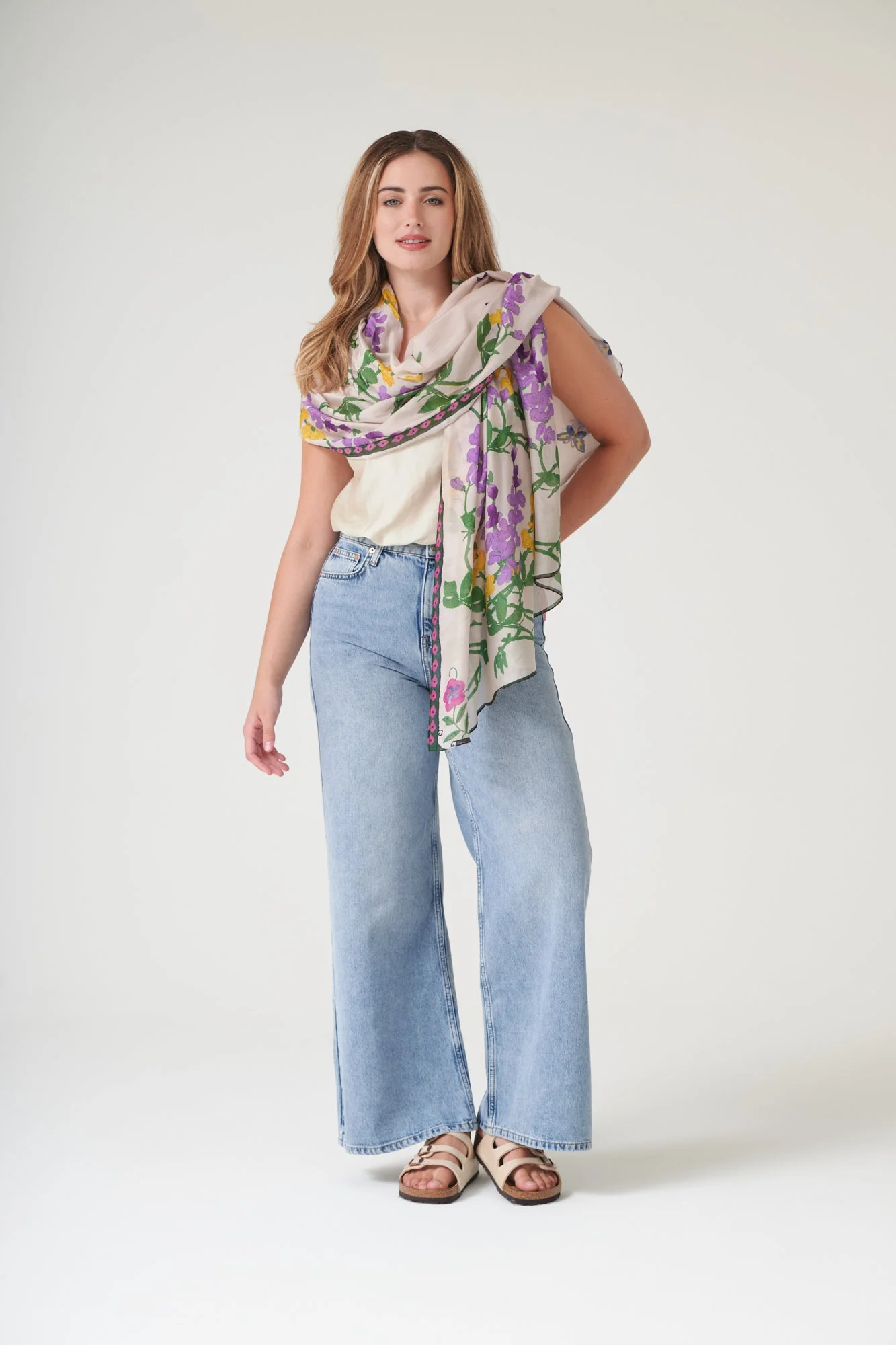 One Hundred Stars Wisteria Lilac Scarf - Image 4