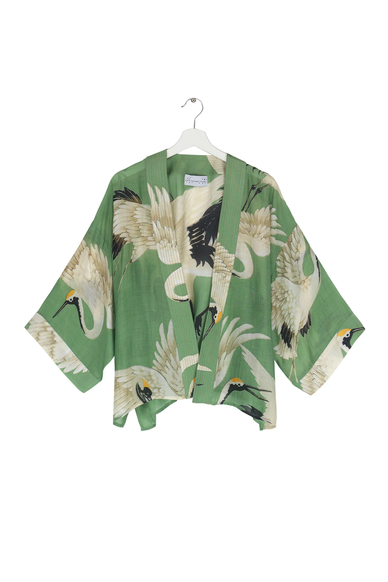 One Hundred Stars Stork Pea Green Kimono