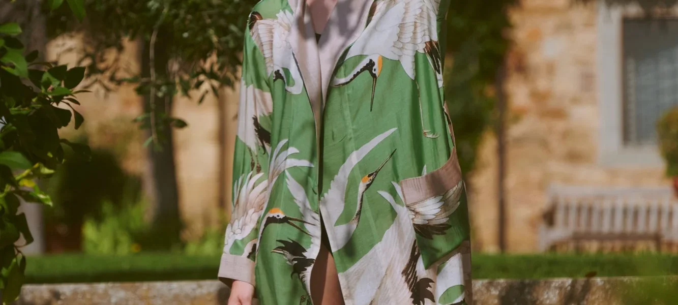 One Hundred Stars Stork Pea Green Gown