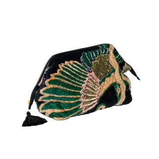 One Hundred Stars Crane Emerald Velvet Pouch