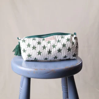 Twizzell Quilted Pencil Case ~ Green Star