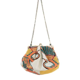 One Hundred Stars Crane Stone Kiss Lock Clutch Bag
