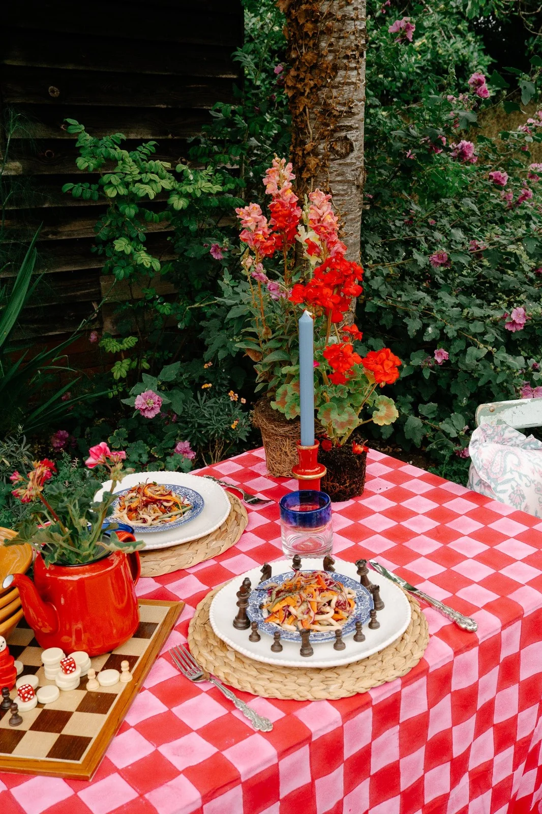 Twizzell Tablecloth ~ Pink & Red Checkerboard