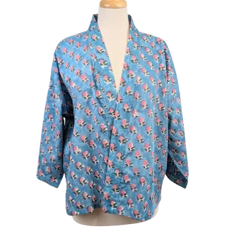 Twinflower Blue Buti Floral Cotton Kimono